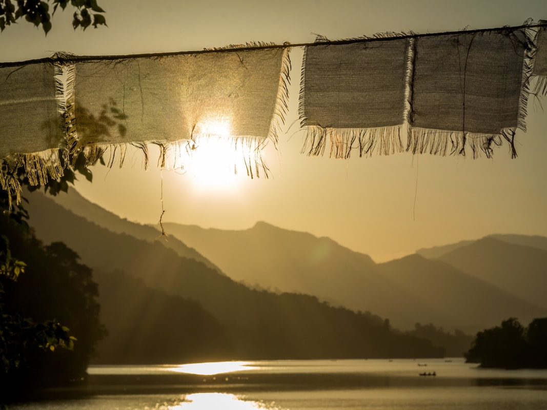 God Dieux Photography Image - Prayerflags at Sunset Pokhara Lakeside Nepal